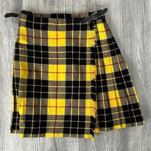 Laird Portch of Scotland Yellow Plaid 100% Wool Kilt  Sz Junior 7/8